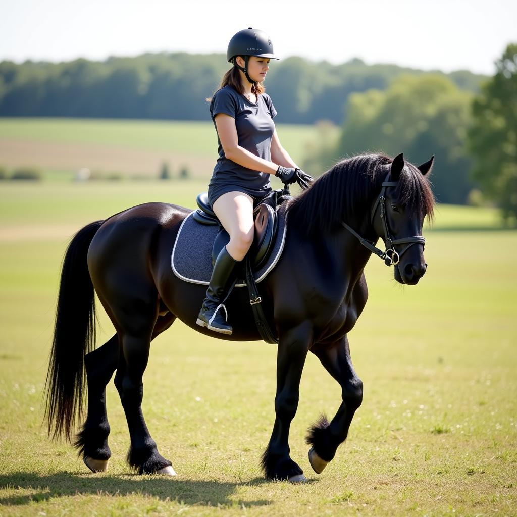 Black Gypsy Vanner Horse with Rider