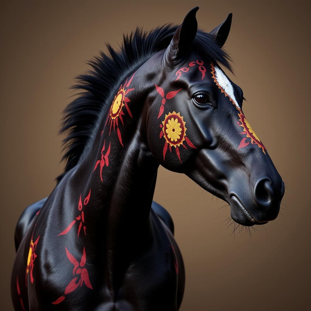 Native American War Horse with Traditional Paint