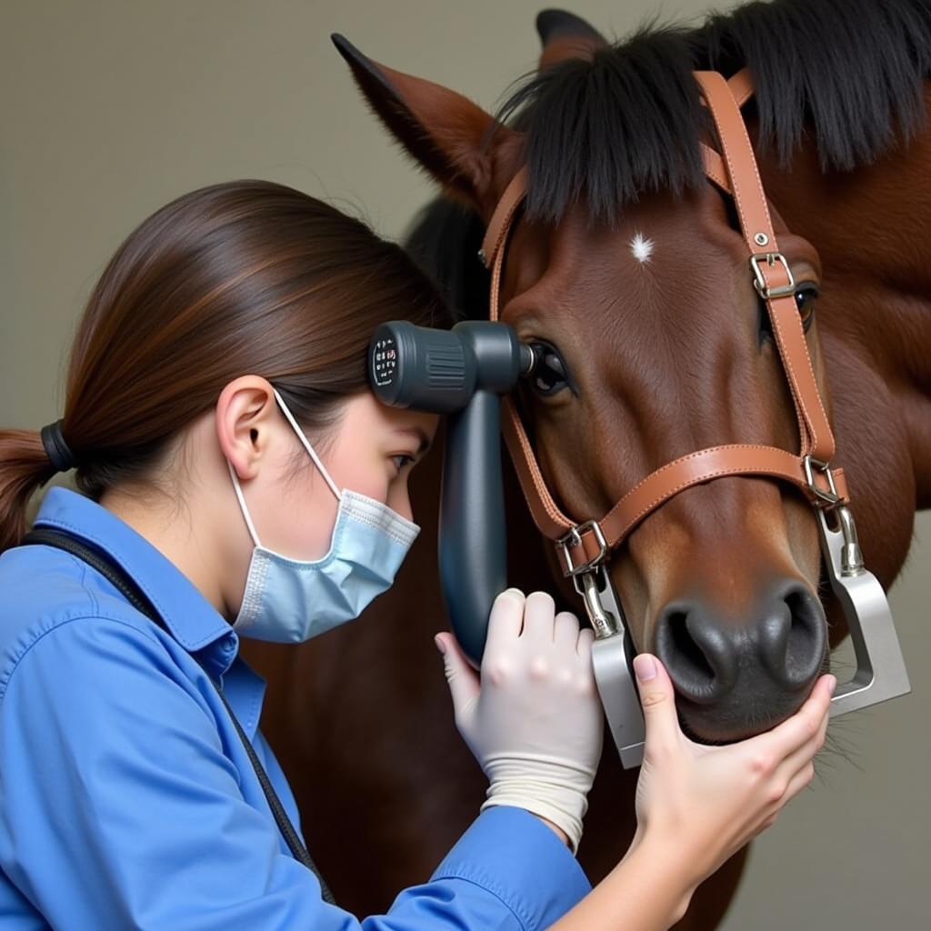 Blue Eyed Horse Vet Checkup