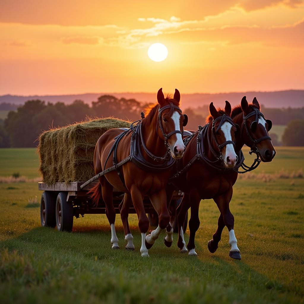 A Boone County Draft Mule Team at Work