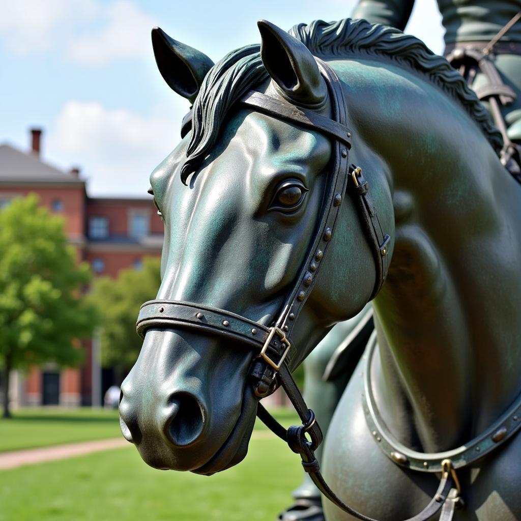 Bronze Horse Head Detail from Equestrian Statue