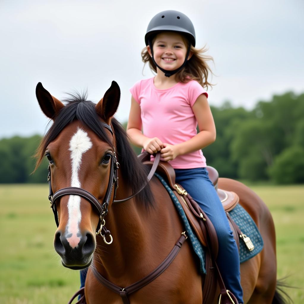 Calm Quarter Horse with Kid Rider