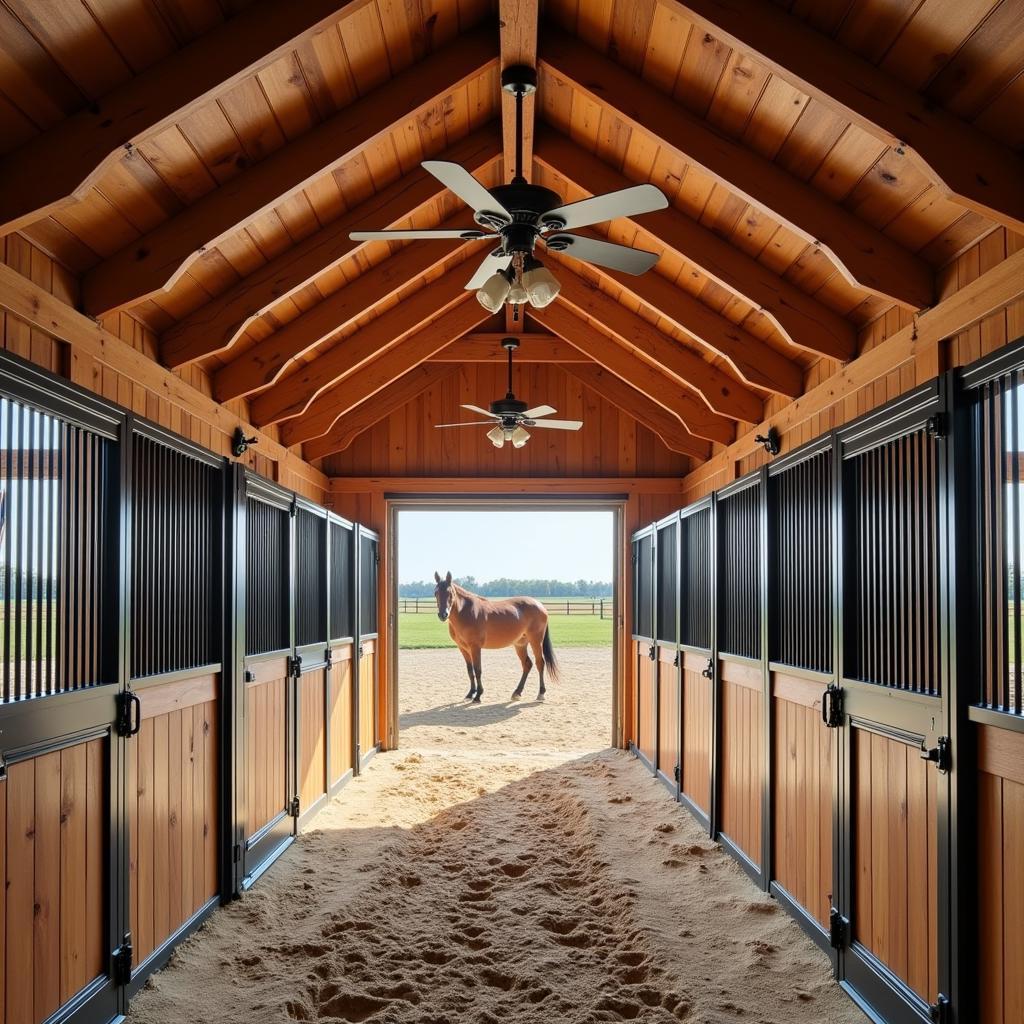 Ceiling Fan in Horse Stall Maximizing Airflow