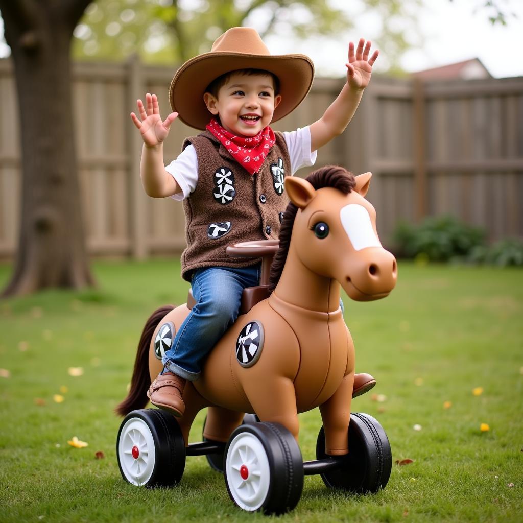 Child Enjoying an Electric Riding Horse Toy