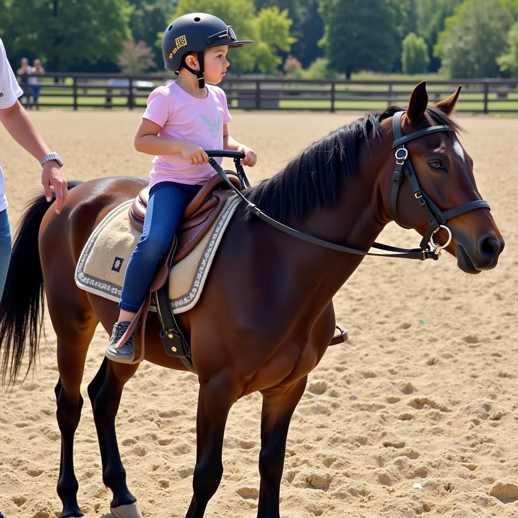 Child Riding a Miniature Horse Safely