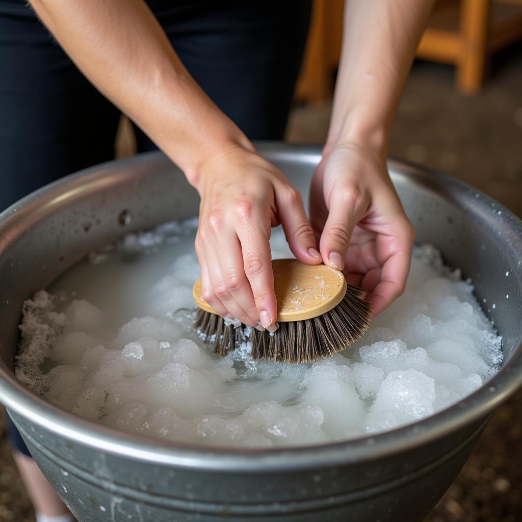 Cleaning a Metal Horse Feed Pan