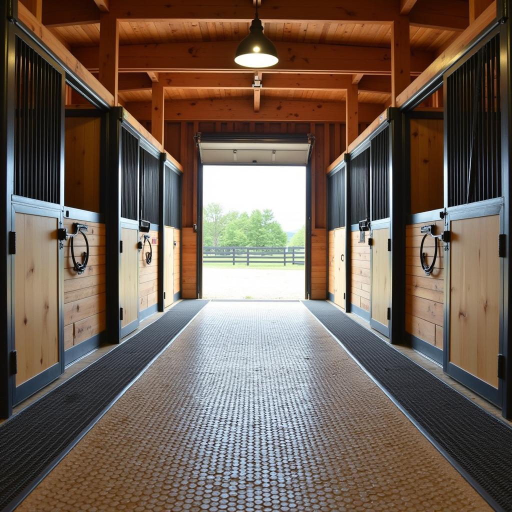 Clean Horse Stall with Drainage Mats