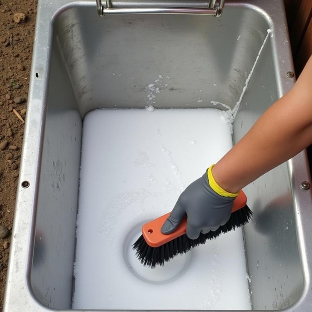 Cleaning a Galvanized Steel Horse Trough