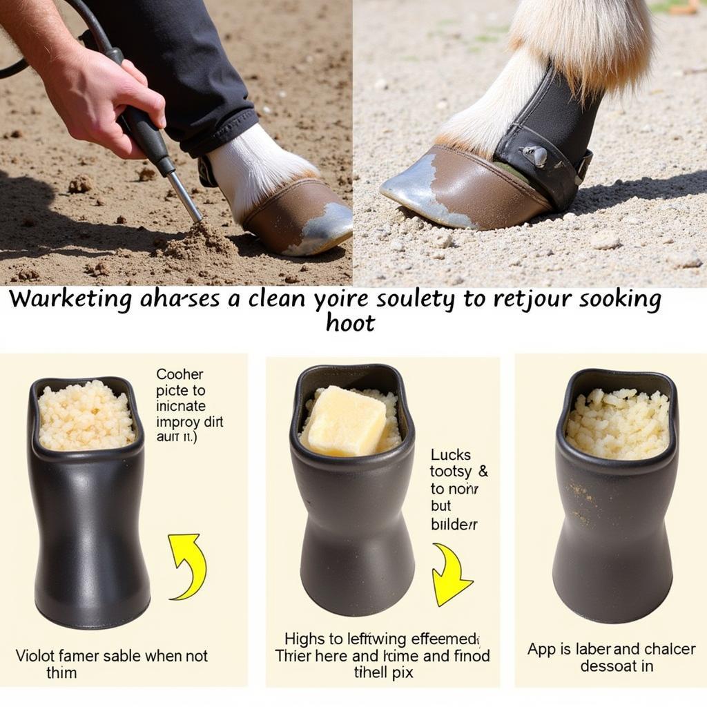 Preparing a horse's hoof for soaking boot application