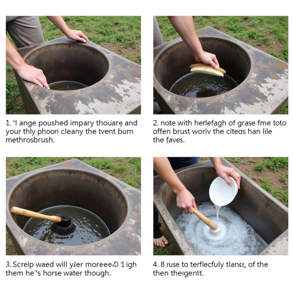 Steps to clean a horse water trough effectively.