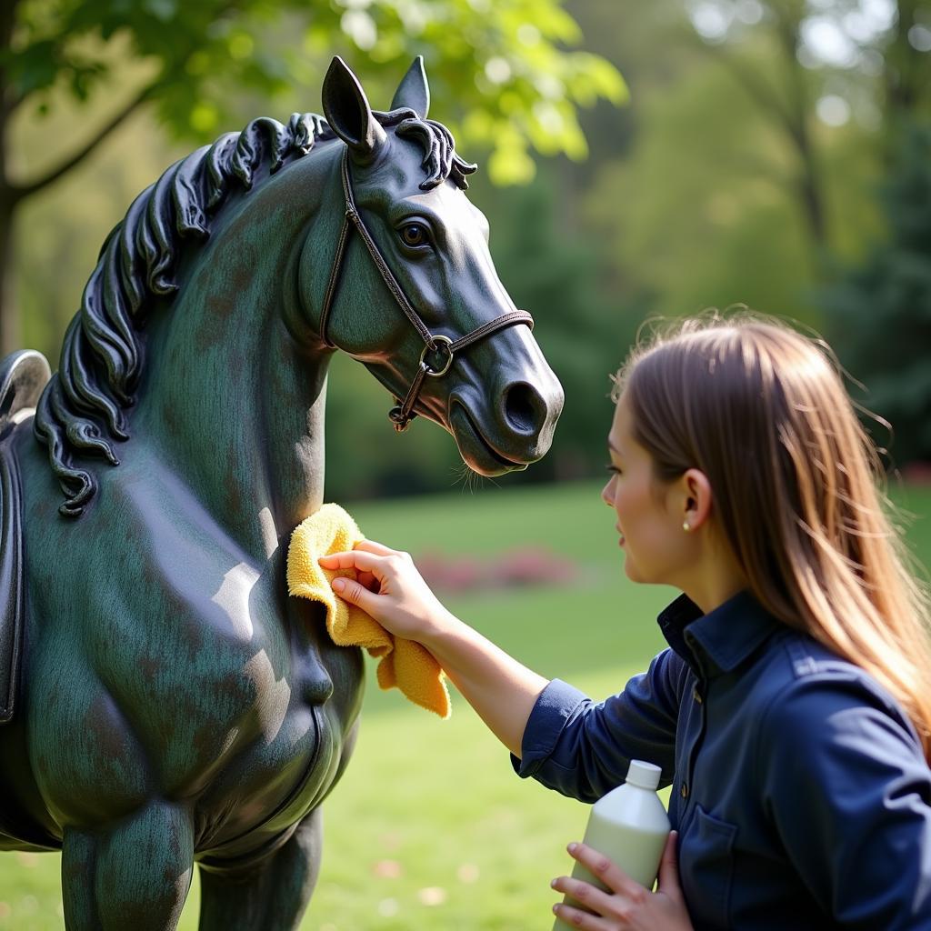 Maintaining a Horse Yard Statue