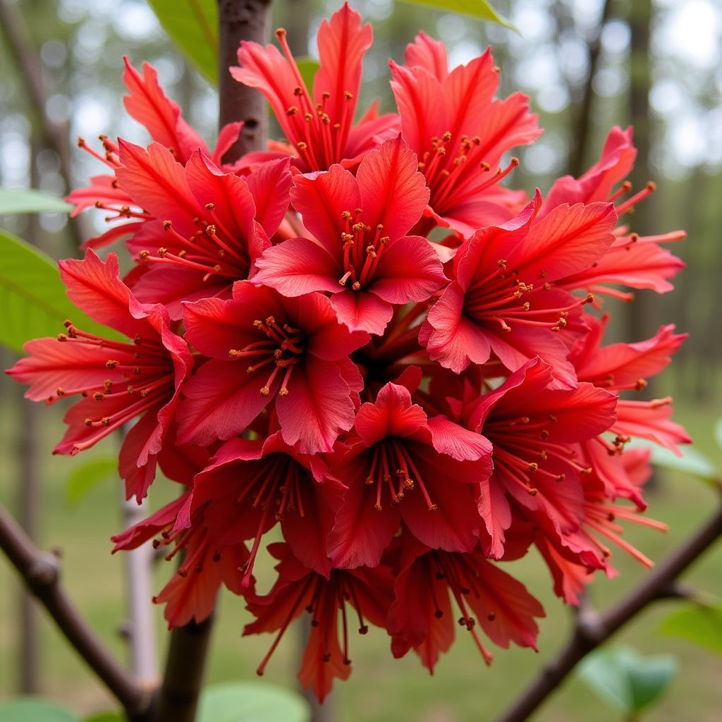 Close-up of Ruby Red Horse Chestnut Flowers