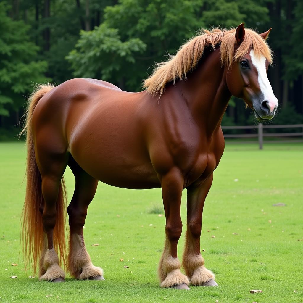 Cold Blood Horse Standing in a Field