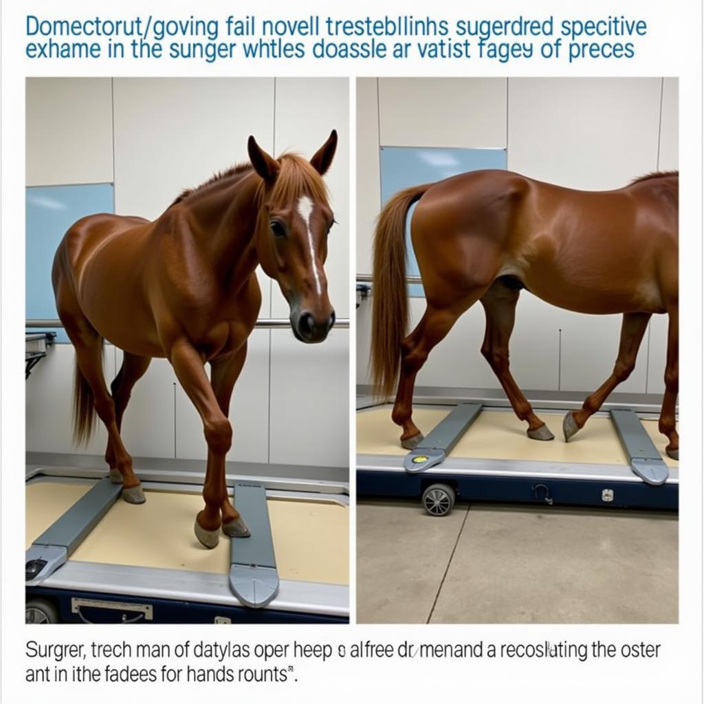 Horse undergoing rehabilitation exercises after a condylar fracture