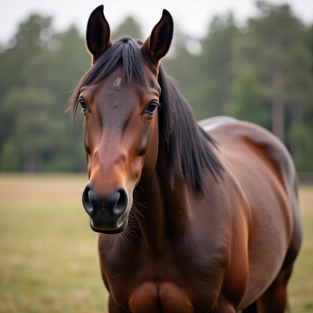 Confederation Horse Portrait - A close-up portrait of a Confederation Horse showcasing its distinctive features and gentle expression.