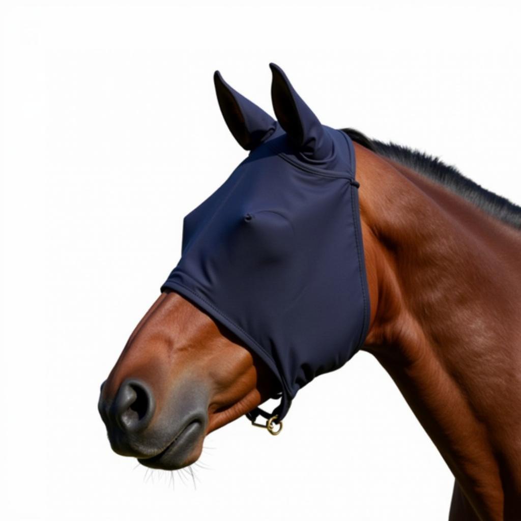 Correctly fitted ear hood on a horse