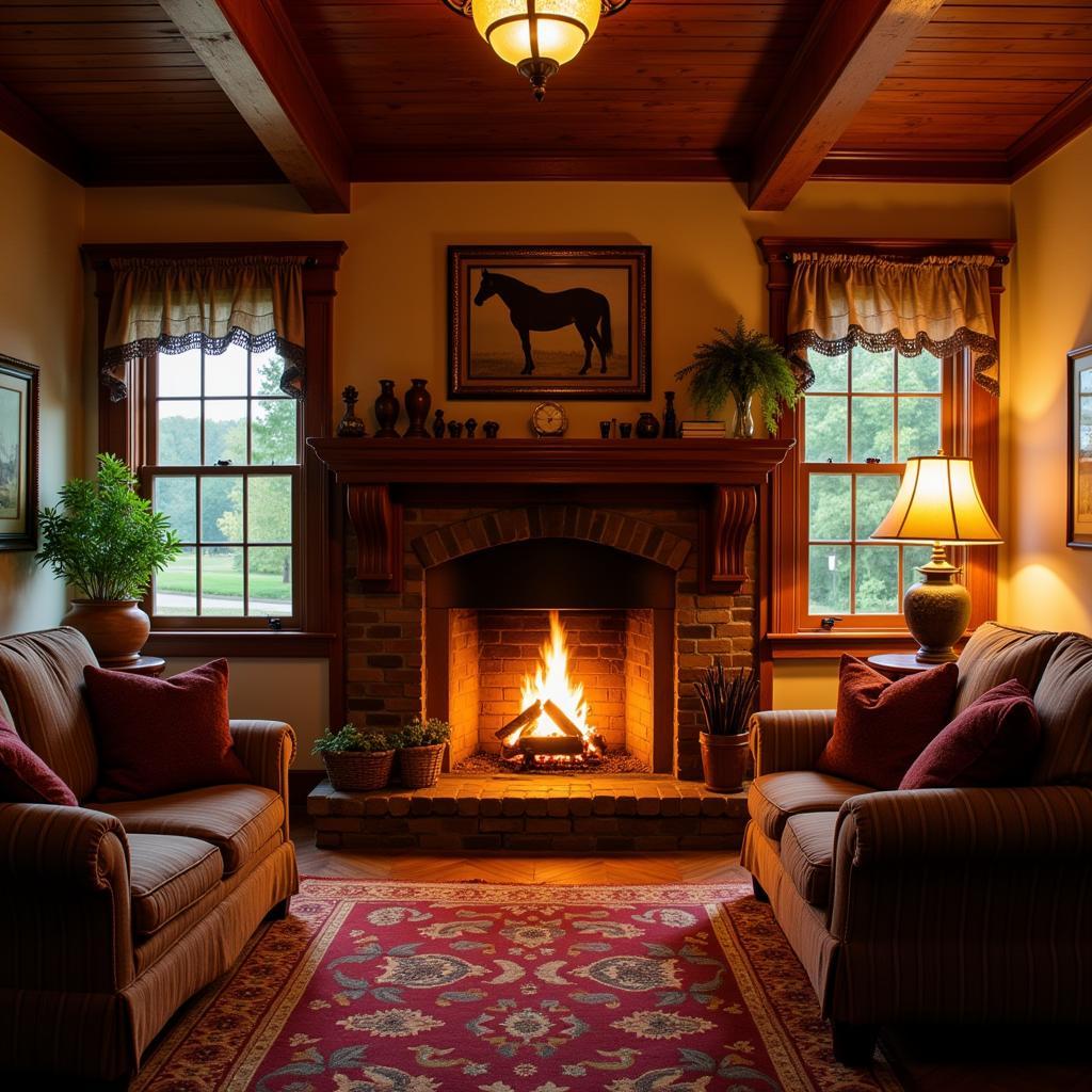 Cozy Fireplace in a Horse Farm B&B Room