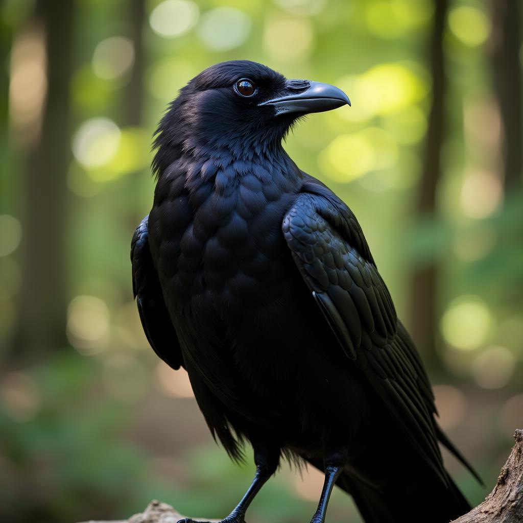 Crow Perched on a Branch Looking Wisely