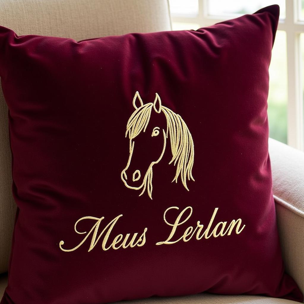 Custom Horse Pillow with Embroidery Design