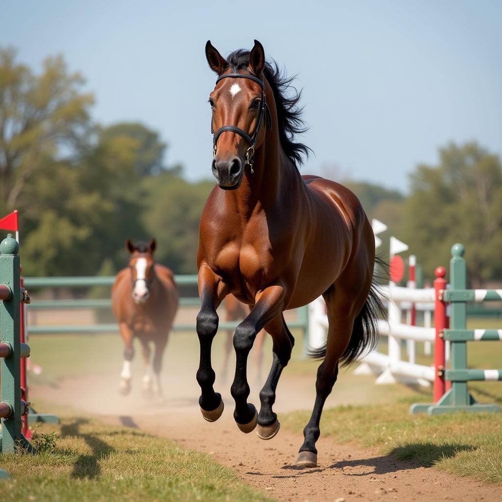 Czech Warmblood Horse on Cross-Country Course