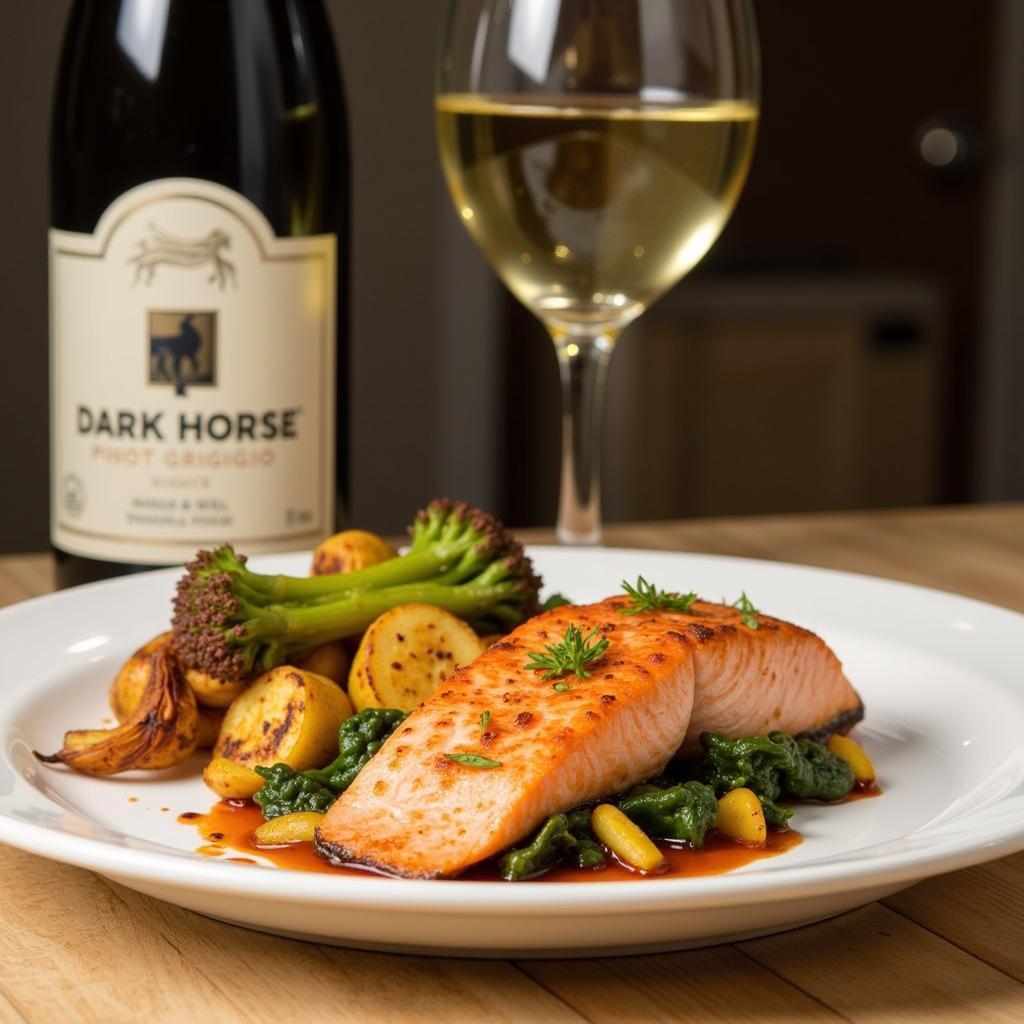 Dark Horse Pinot Grigio Paired with Grilled Salmon