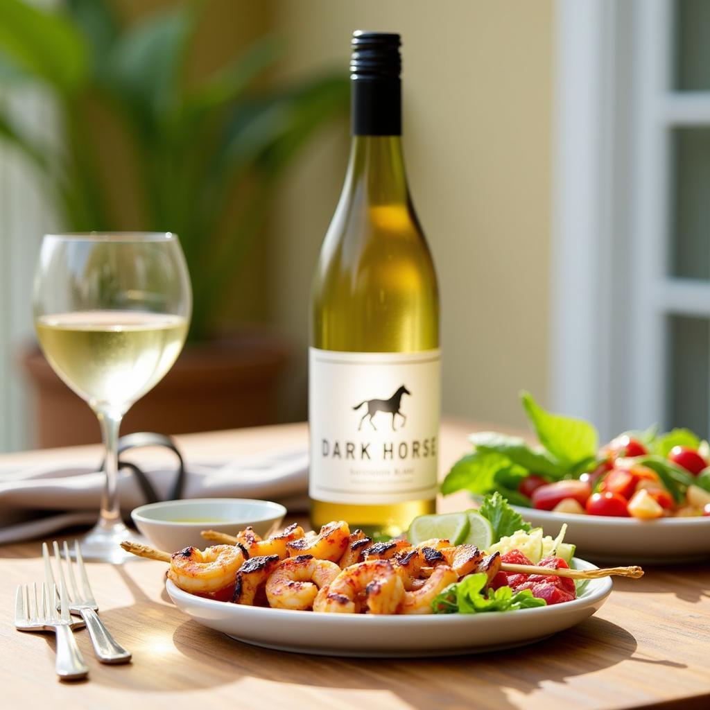 Dark Horse Sauvignon Blanc bottle with food pairing