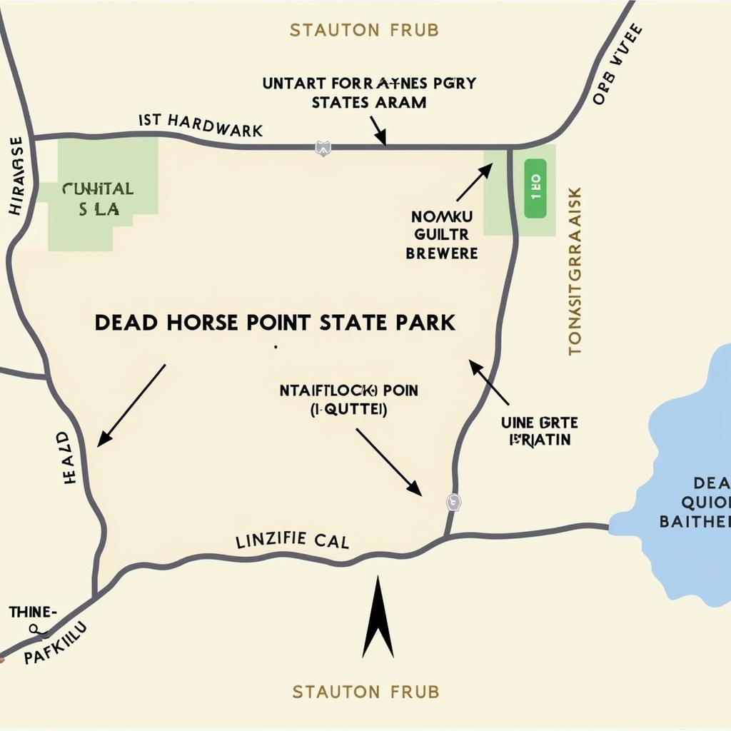 Dead Horse Point State Park Map Showing Overlook Locations and Trails