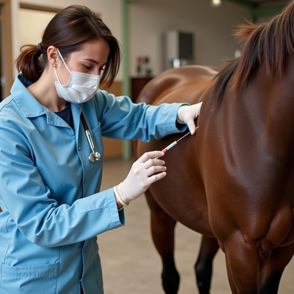 Horse Receiving Dexamethasone Injection