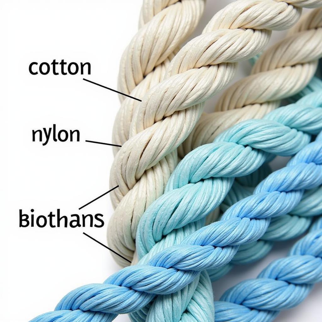 Various long lead rope materials: cotton, nylon, and biothane