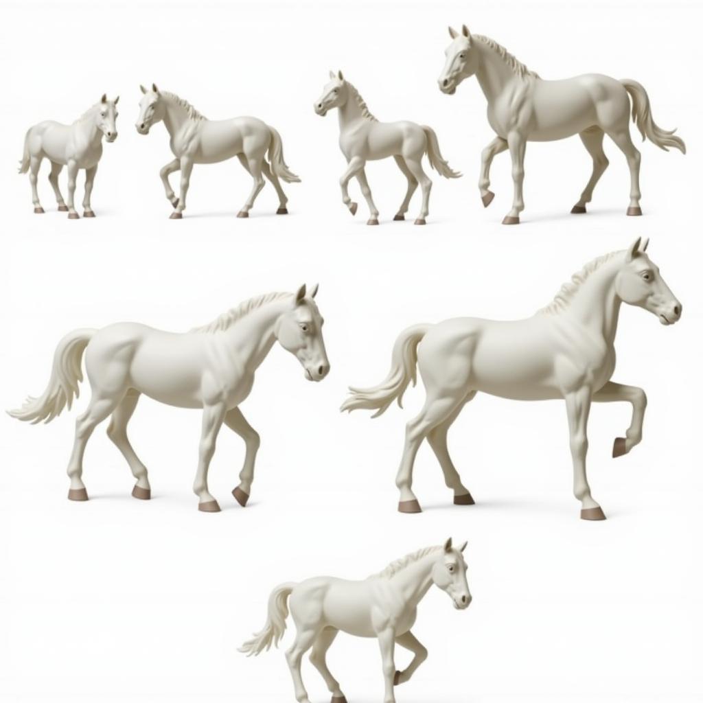 Different Sizes and Poses of Styrofoam Horses