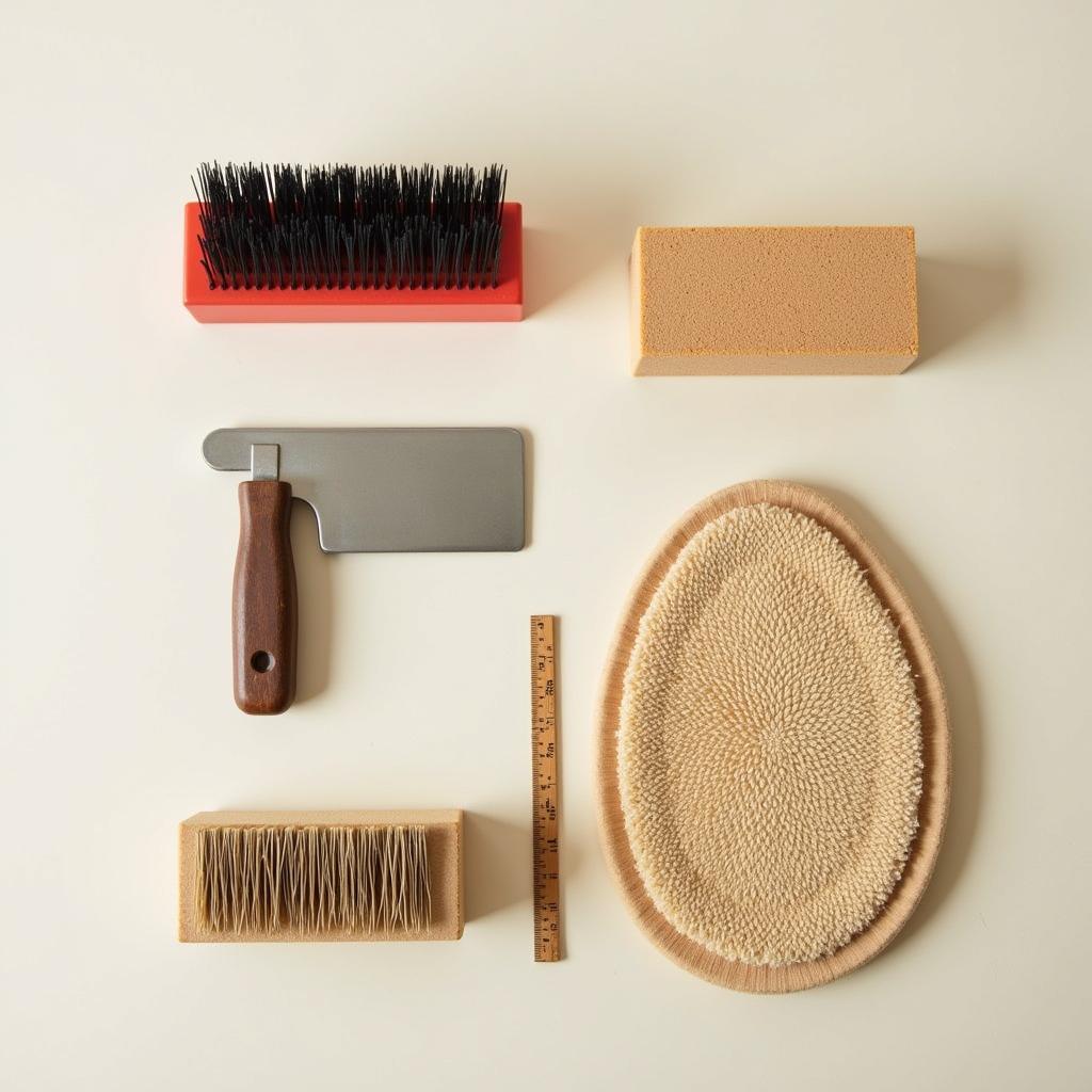 Variety of grooming blocks for horses