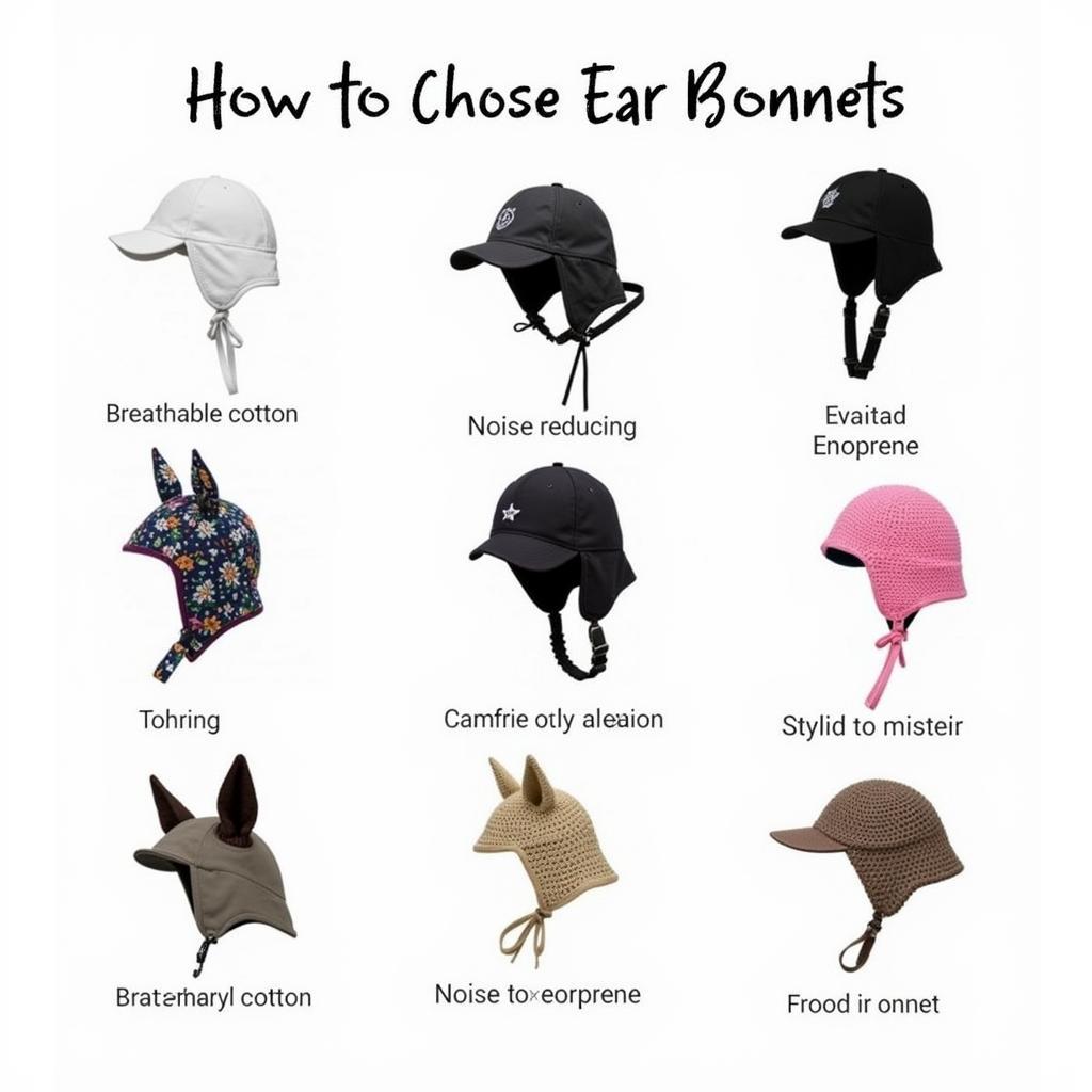 Various Types of Horse Ear Bonnets Displayed