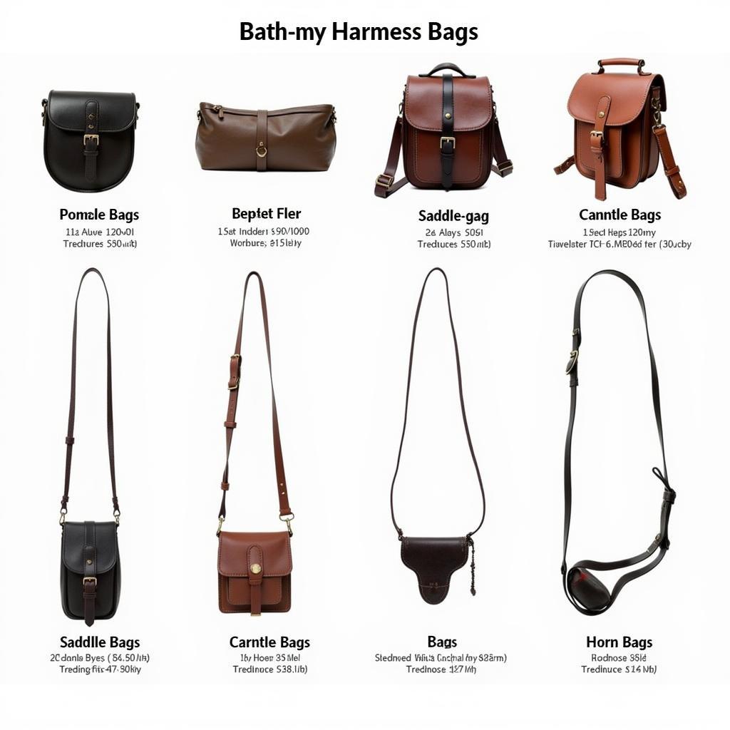 Different types of harness bags for horses