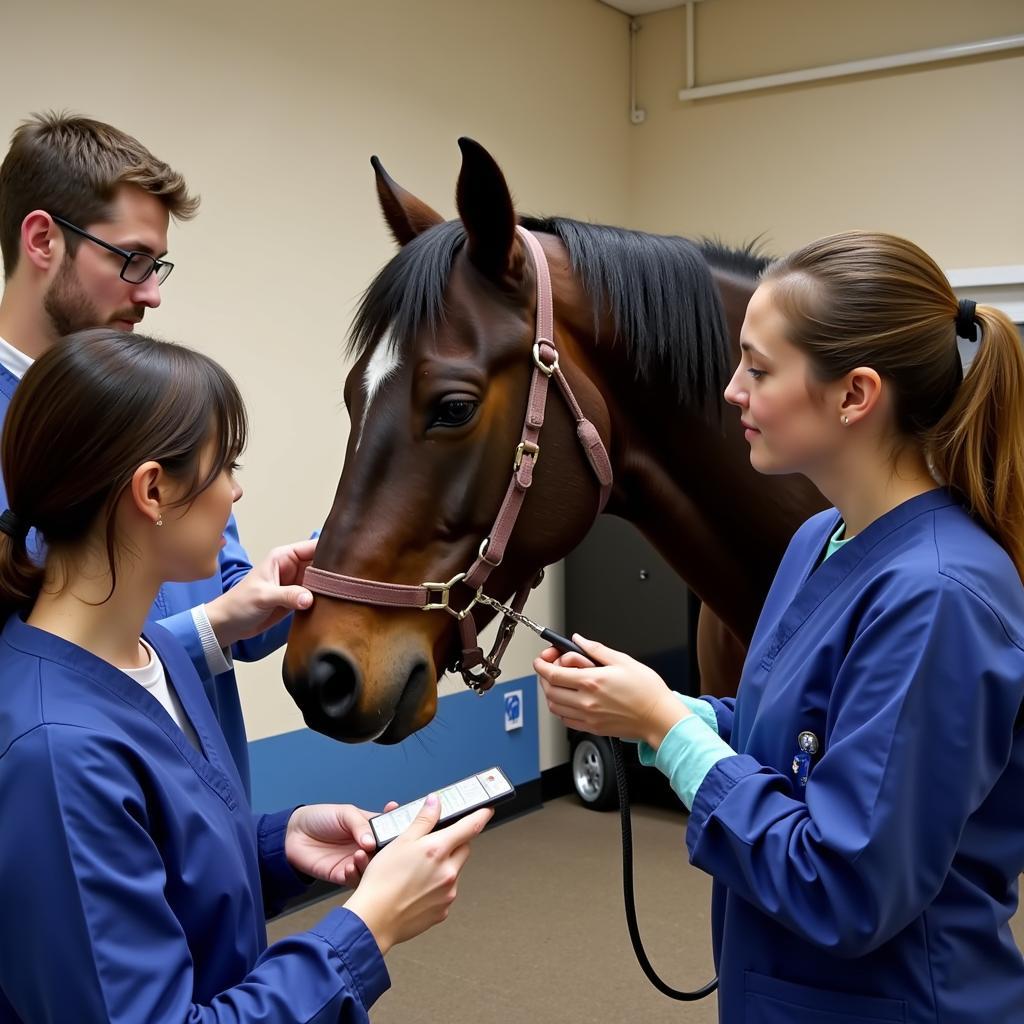 Various horse clinicians collaborating on a case