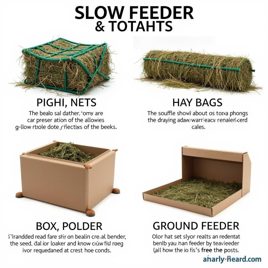 Various types of horse slow feeders