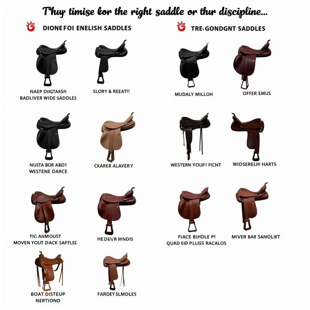 Different types of saddles for various disciplines