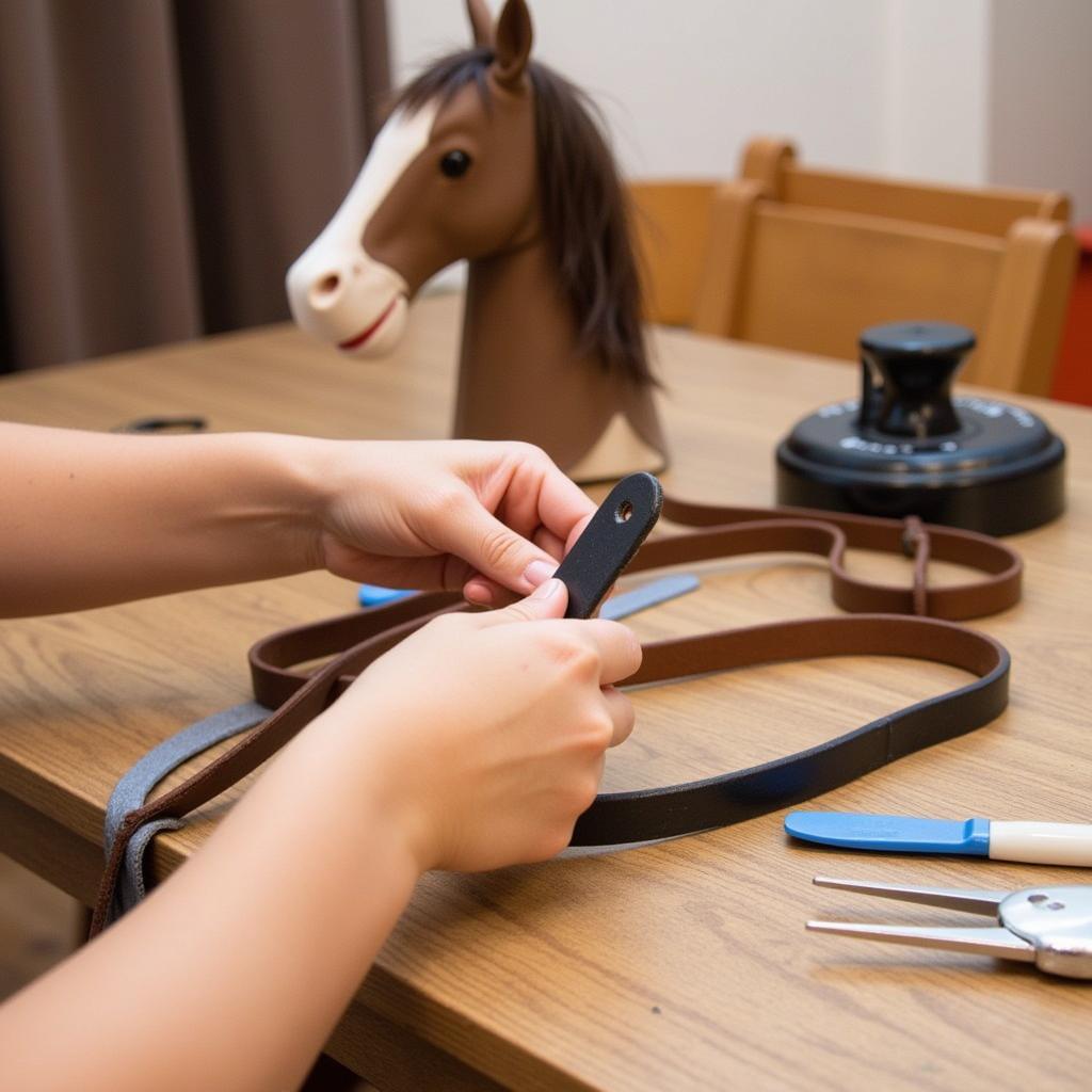 DIY Hobby Horse Bridle from an Old Belt