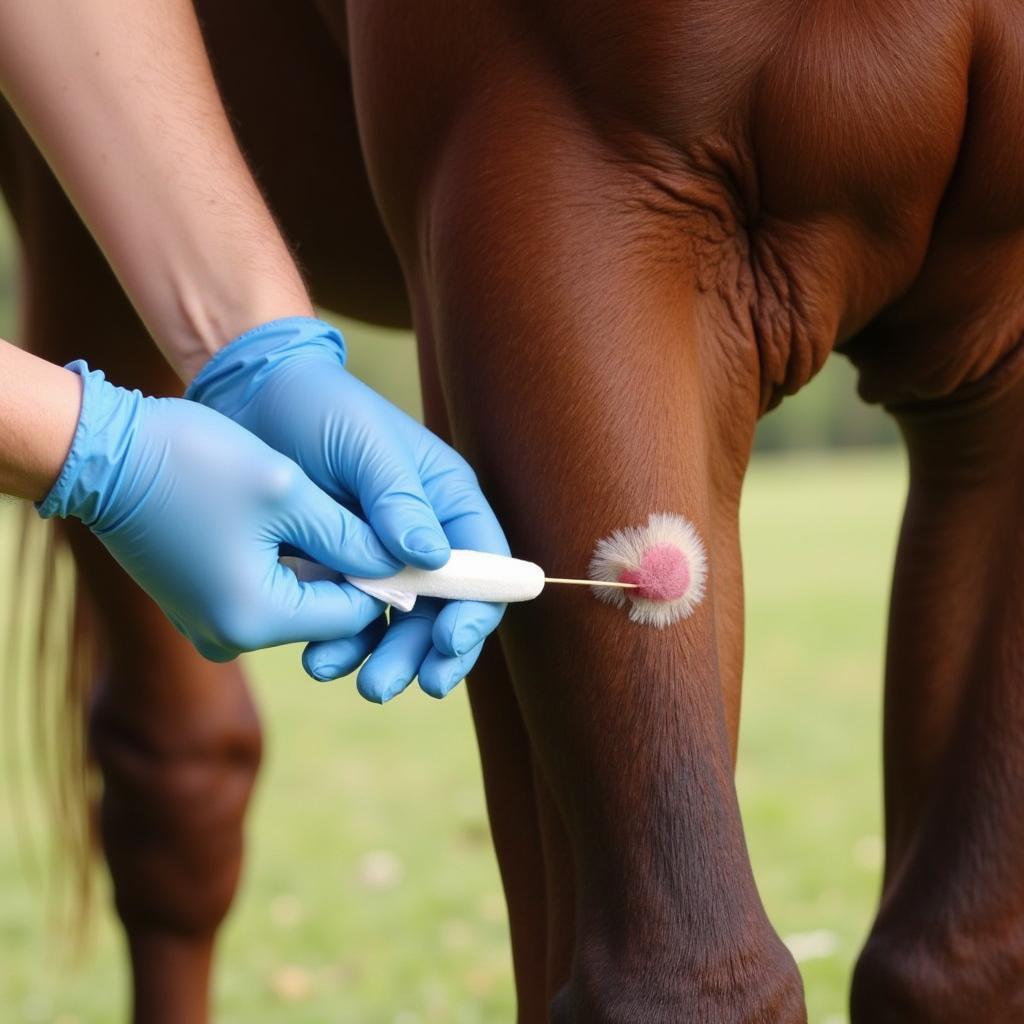 Applying DMSO Horse Liniment