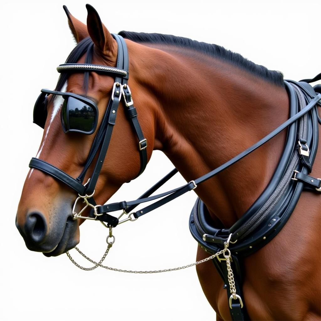 Draught horse harness fitting demonstration