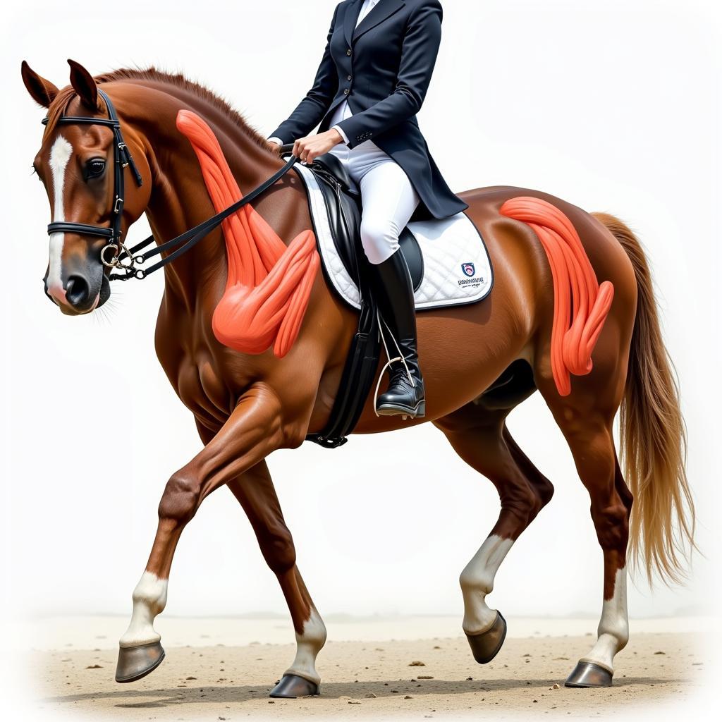 Dressage Horse Showing Powerful Hindquarters