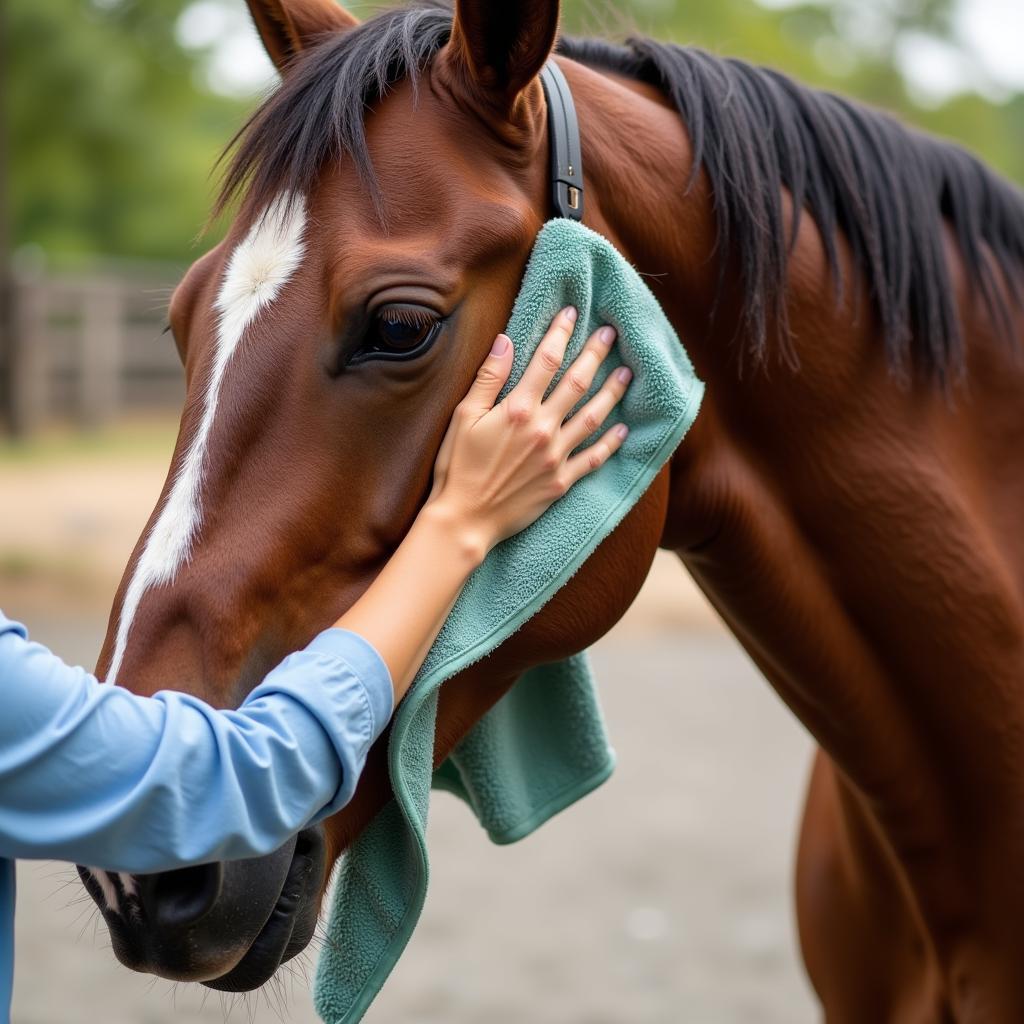 Drying a Horse with Towels