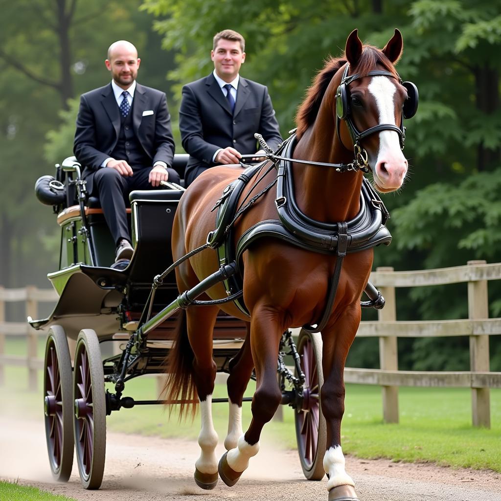 Dutch Harness Horse Being Driven in Carriage