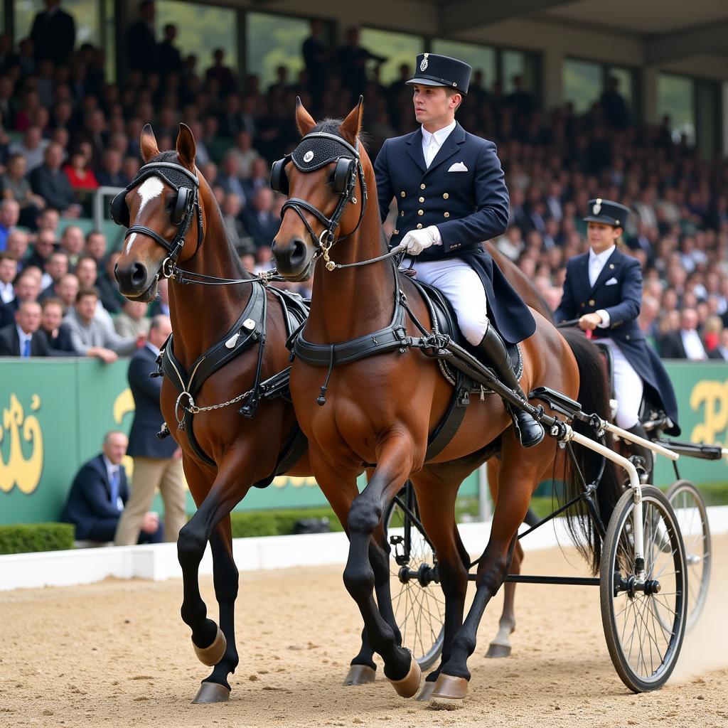 Dutch Harness Horse Showing Off High-Stepping Action