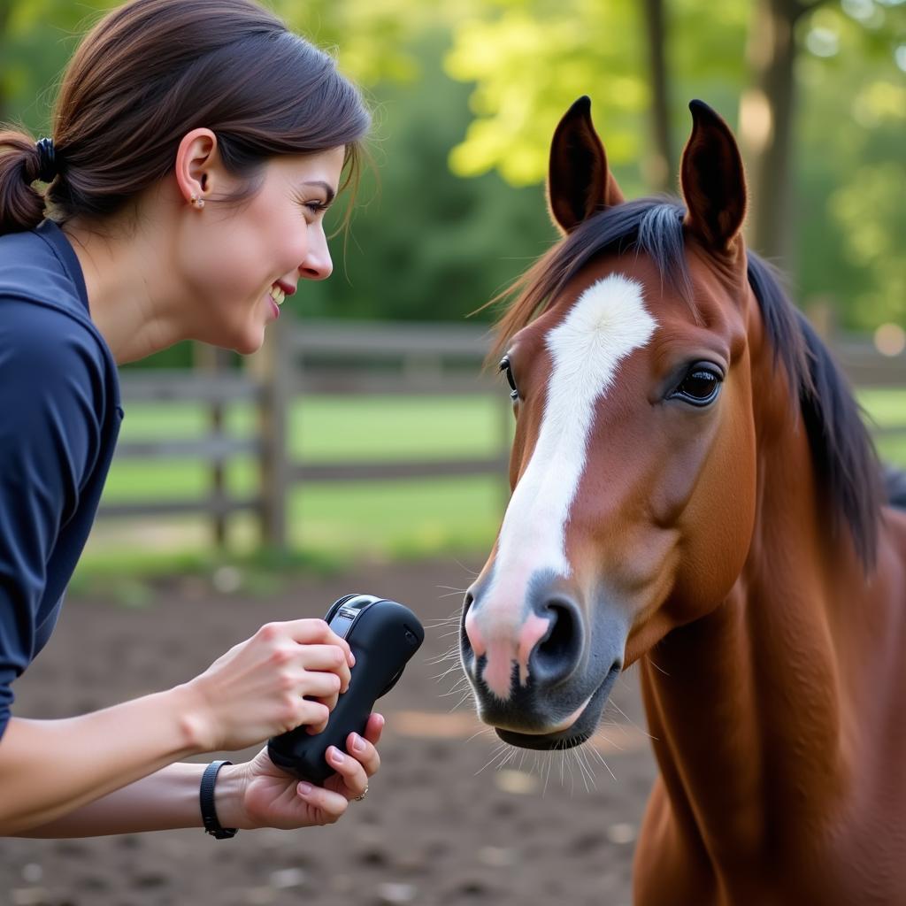 Clicker training with an edified horse