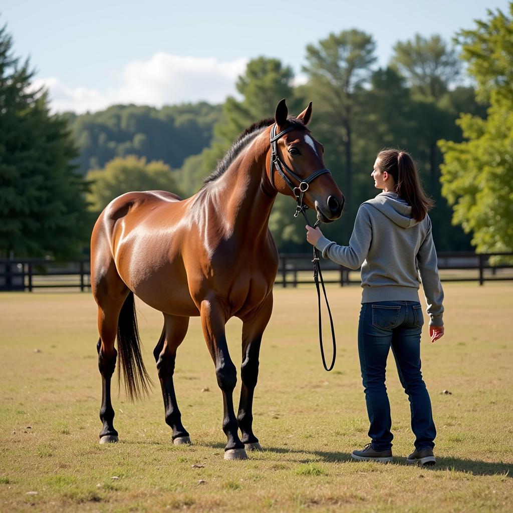 Horse and handler engaging in liberty work