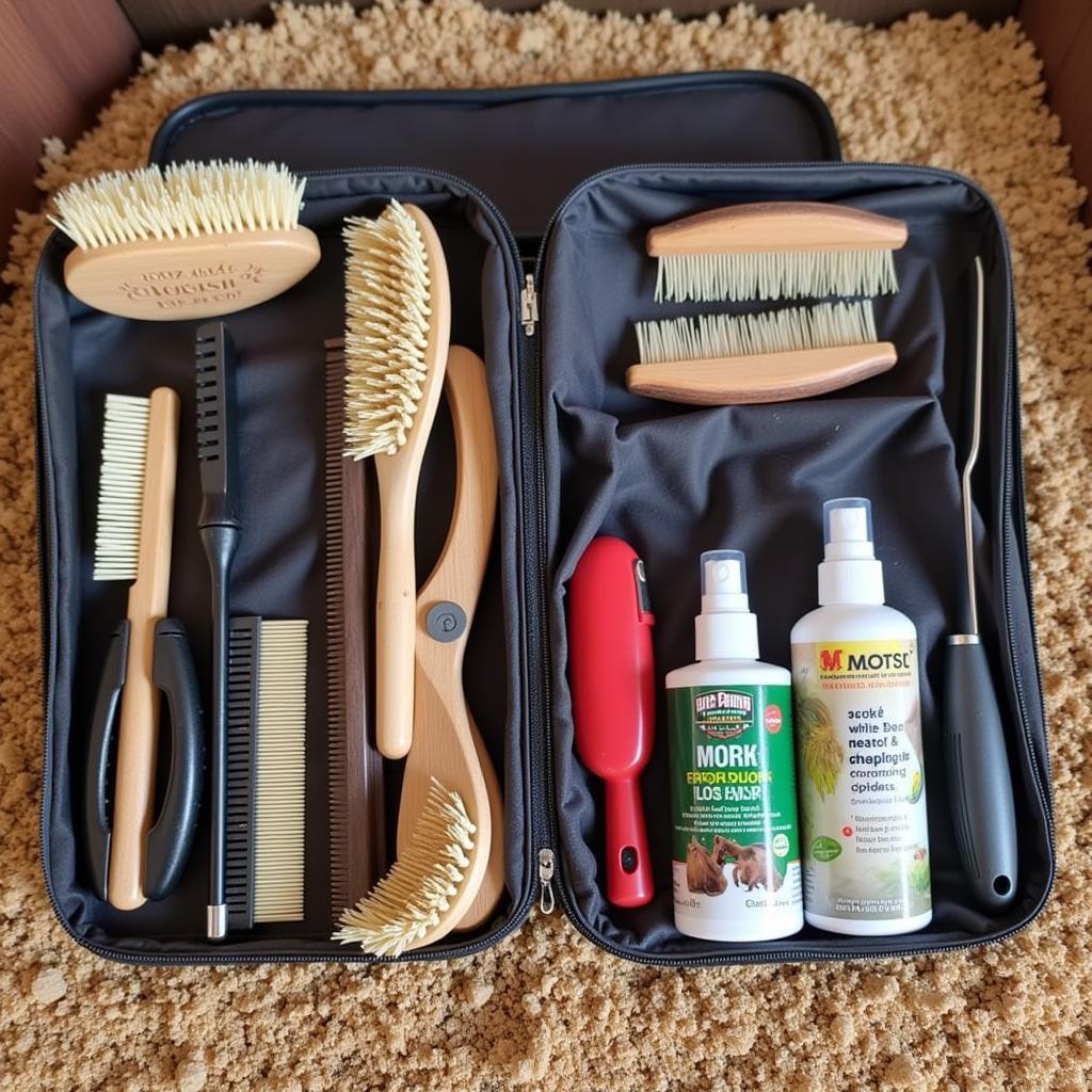 Essential Horse Grooming Kit with Curry Comb, Hoof Pick, and Brushes