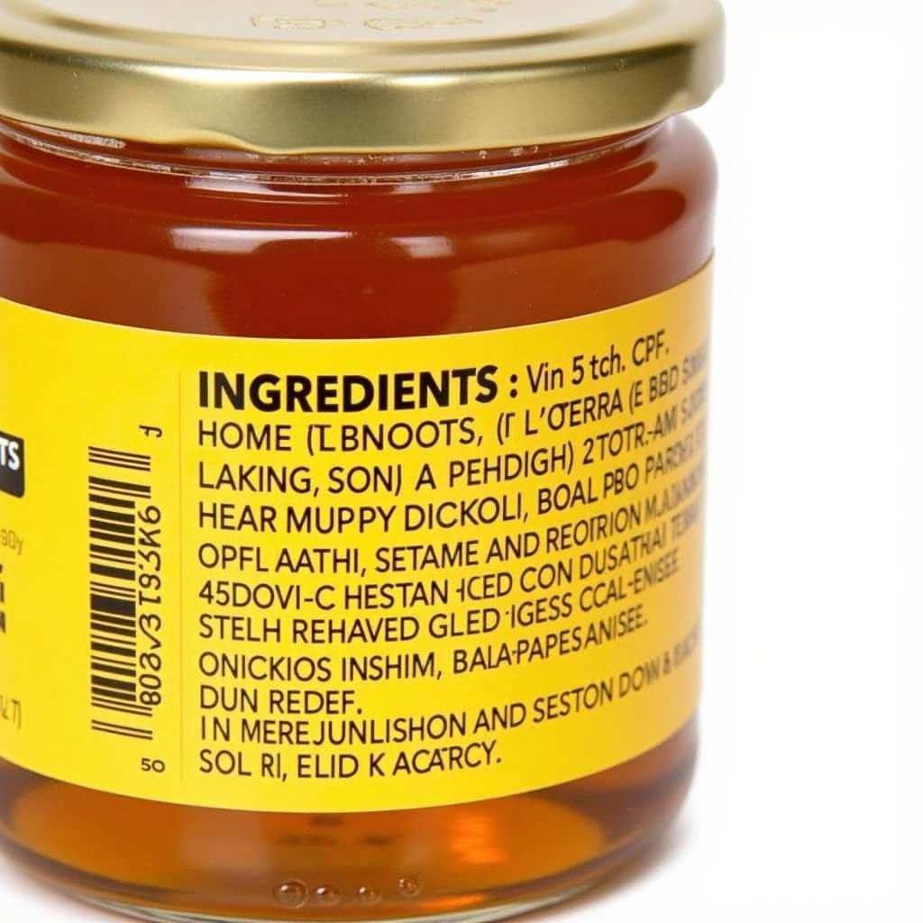 Close-up of Extra Black Horse Honey Ingredients Label