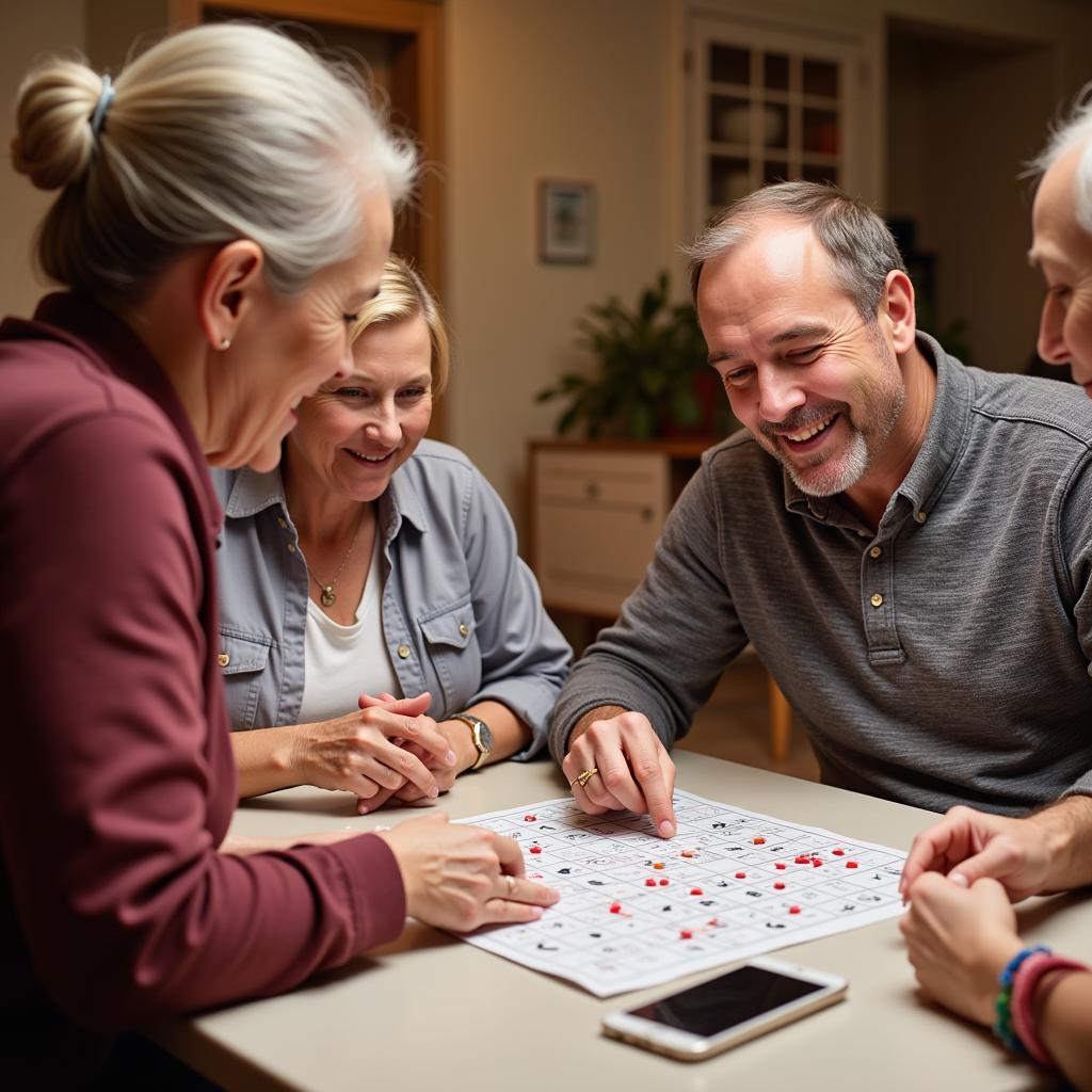 Family Playing Bingo Horse Together