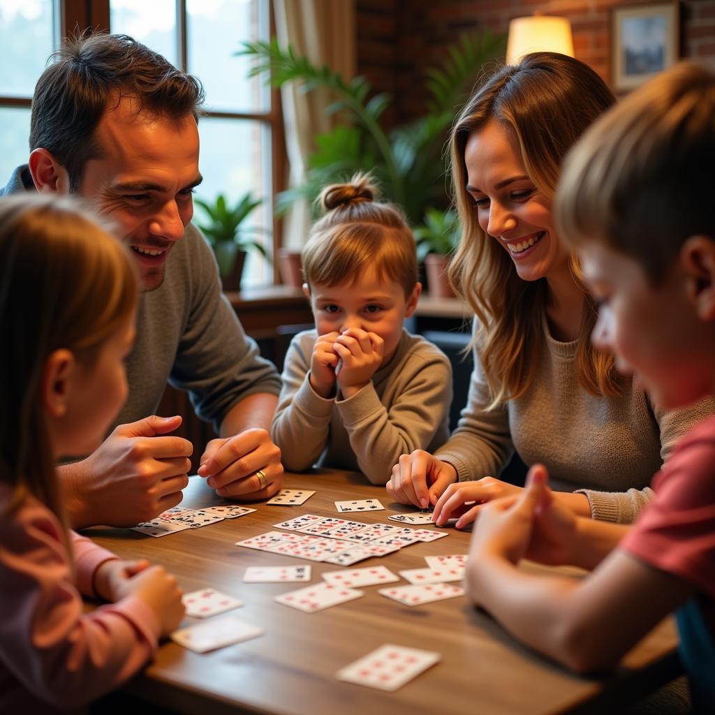 Family Game Night with Horse Racing Card Game