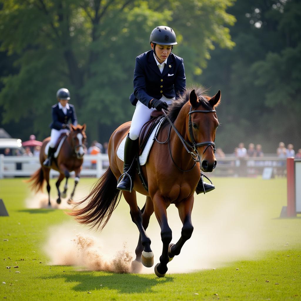 Field Trial Horse and Rider in Competition